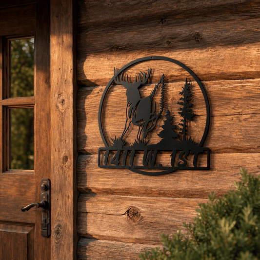 Rusty Rooster Fabrication & Design metal Sign Personalized Deer Metal Sign – Cabin Decor (C71)