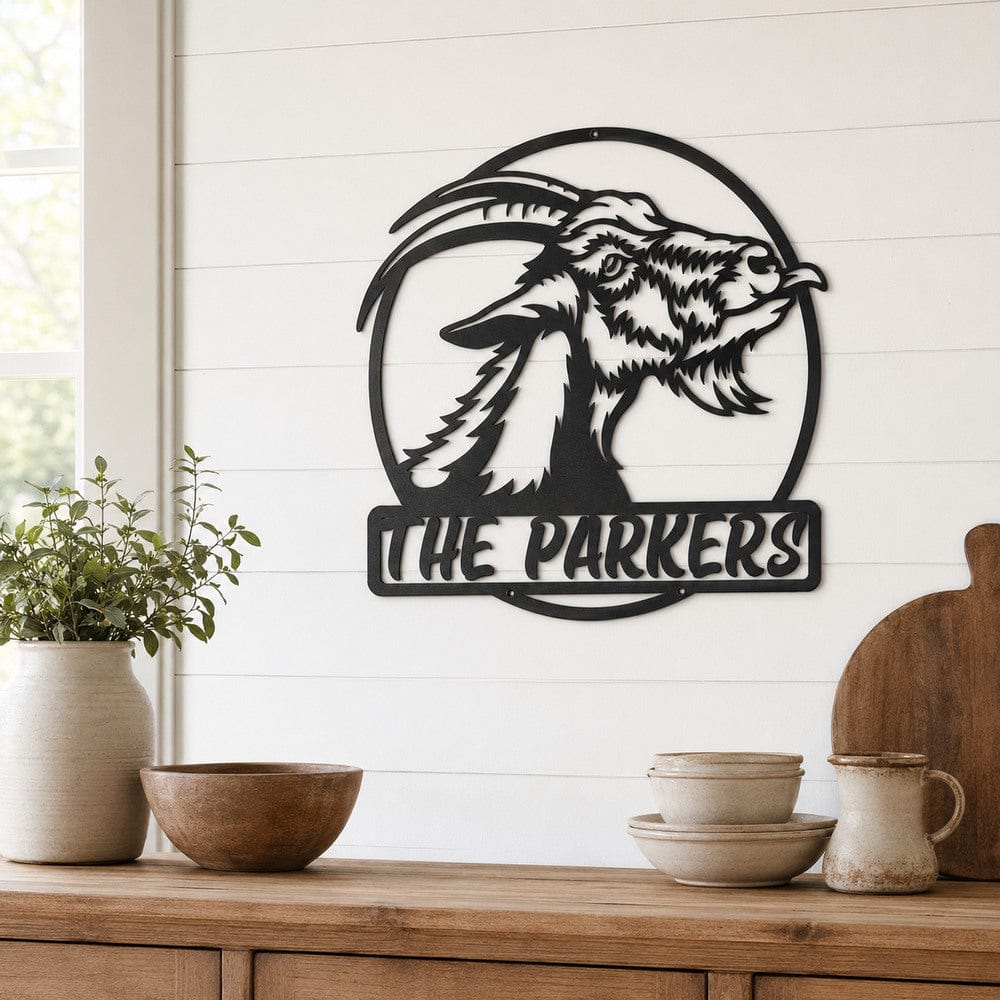metal Sign Personalized Goat Family Name Metal Sign – Farmhouse Decor