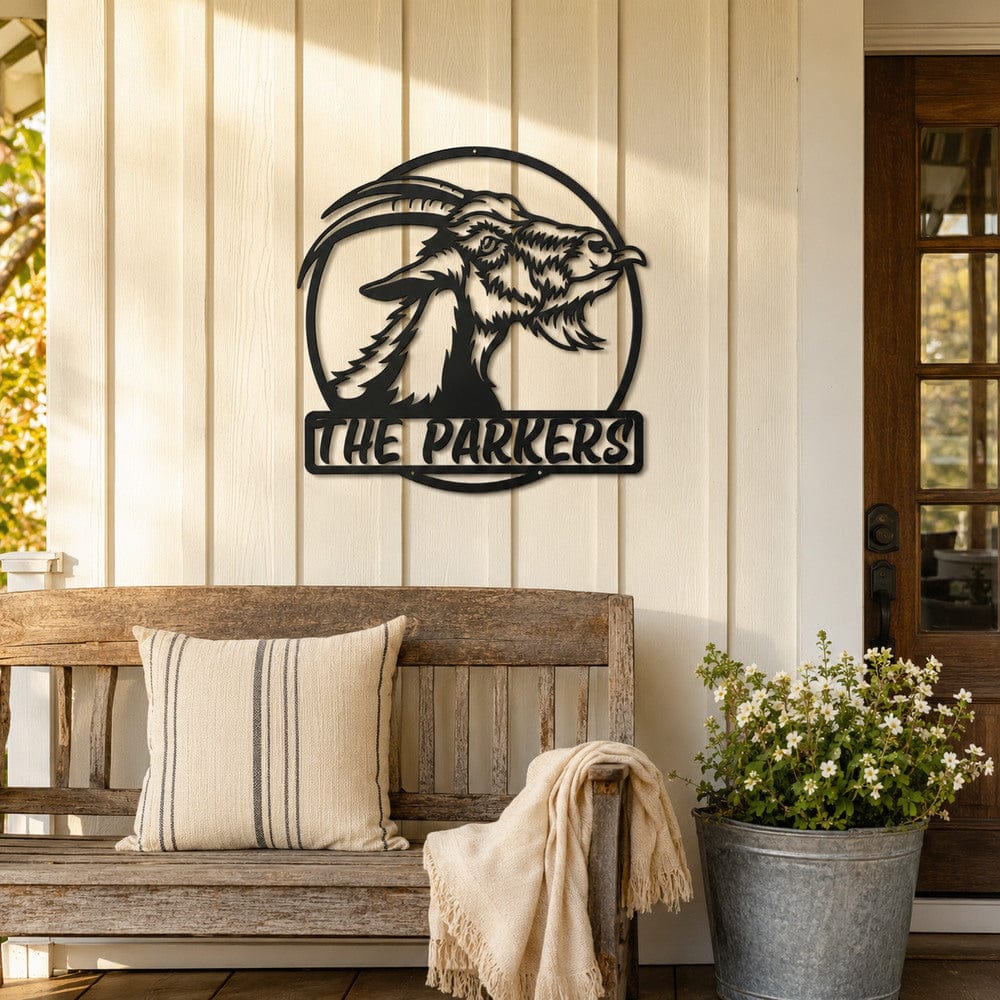 metal Sign Personalized Goat Family Name Metal Sign – Farmhouse Decor