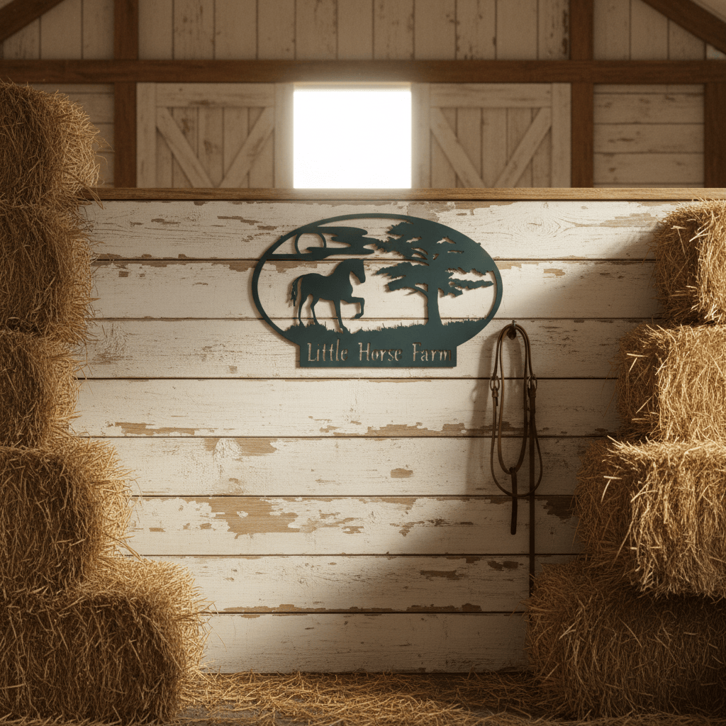 metal Sign Personalized Horse Farm Metal Sign – Custom Name Oval Wall Art