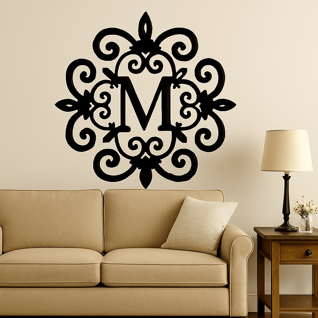 Rusty Rooster Fabrication & Design metal Sign Personalized Metal Monogram Wall Art – Single Letter Initial, Indoor/Outdoor Custom Sign  (V12)