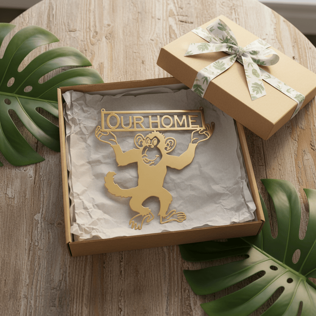 metal Sign Personalized Monkey Metal Sign | Custom Text Steel Wall Art 15" x 16"