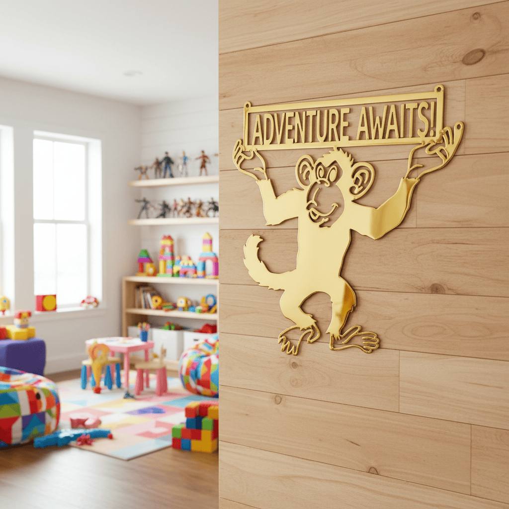 metal Sign Personalized Monkey Metal Sign | Custom Text Steel Wall Art 15" x 16"