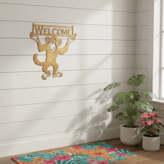 metal Sign Personalized Monkey Metal Sign | Custom Text Steel Wall Art 15" x 16"