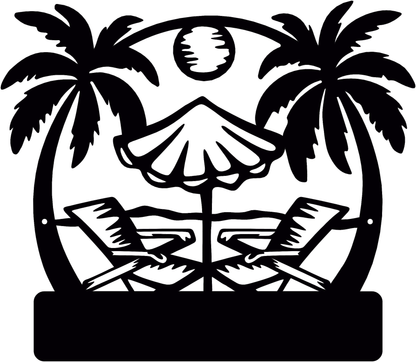 Rusty Rooster Fabrication & Design metal Sign Personalized Ocean Sunset Metal Sign – Tropical Monogram Decor (B91)