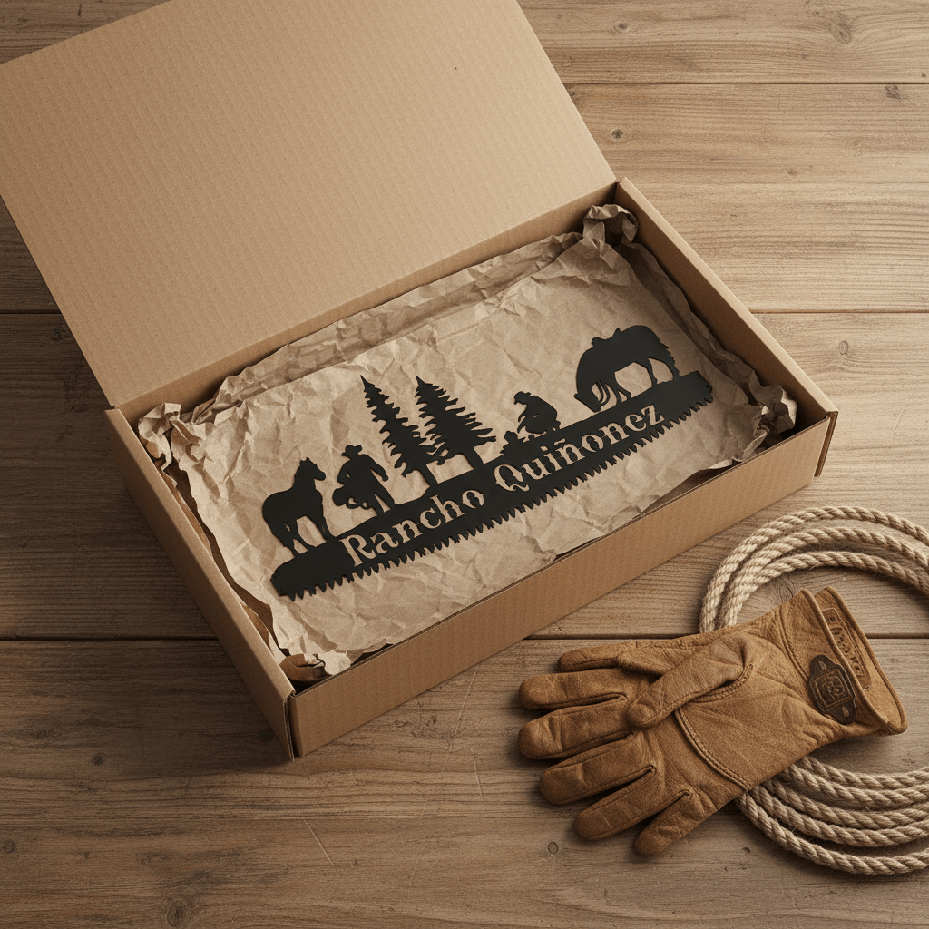 metal Sign Personalized Saw Blade Ranch Sign | Horse & Cowboy Metal Wall Art 34" x 15"