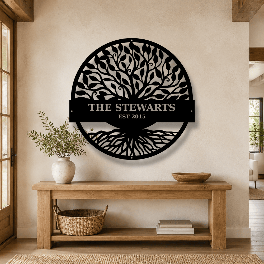Rusty Rooster Fabrication & Design metal Sign Personalized Tree of Life Family Sign – Custom Metal Wall Art (A97)