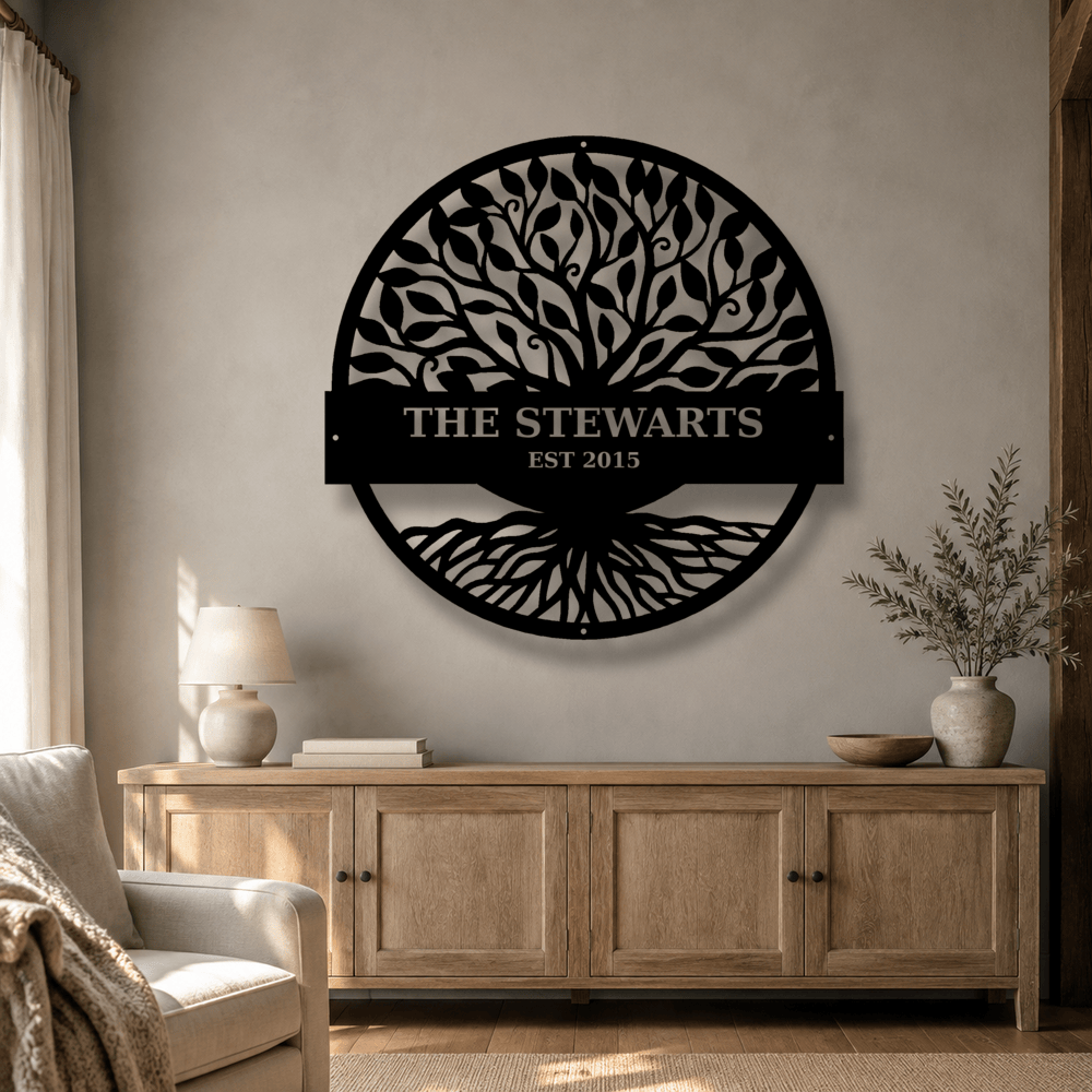 Rusty Rooster Fabrication & Design metal Sign Personalized Tree of Life Family Sign – Custom Metal Wall Art (A97)