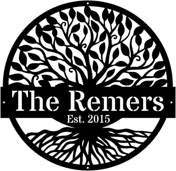 Rusty Rooster Fabrication & Design metal Sign Personalized Tree of Life Metal Sign – Custom Family Name Wall Art (A97)