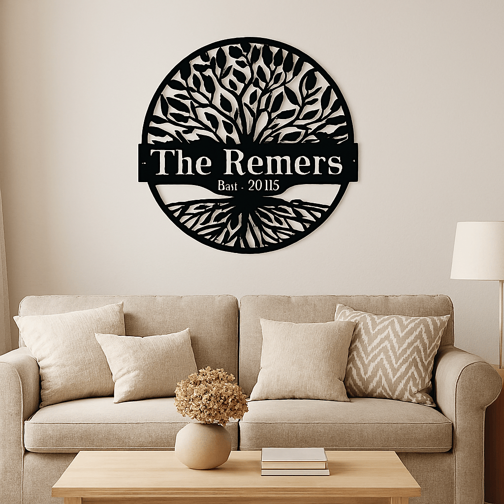 Rusty Rooster Fabrication & Design metal Sign Personalized Tree of Life Metal Sign – Custom Family Name Wall Art (A97)