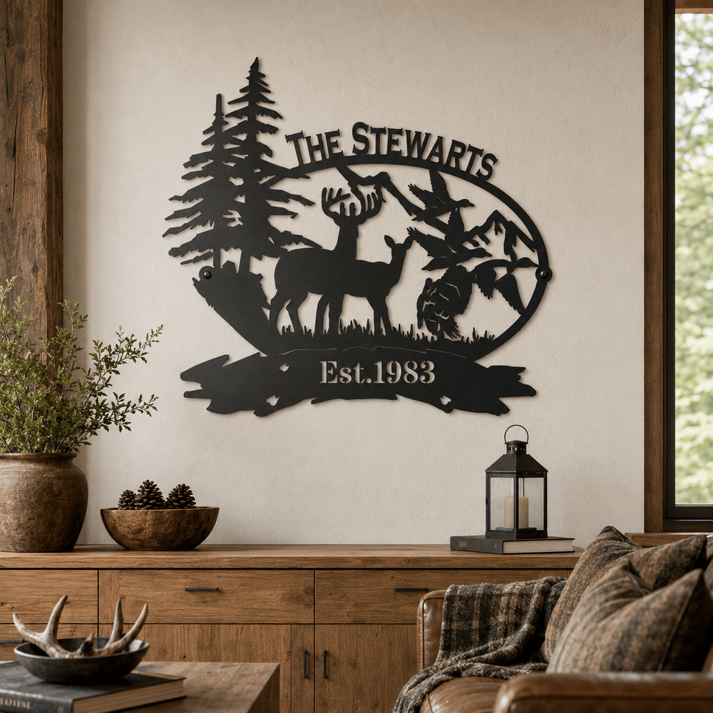 Rusty Rooster Fabrication & Design metal Sign Personalized Wildlife Metal Sign – Deer, Ducks & Turkey (B26)