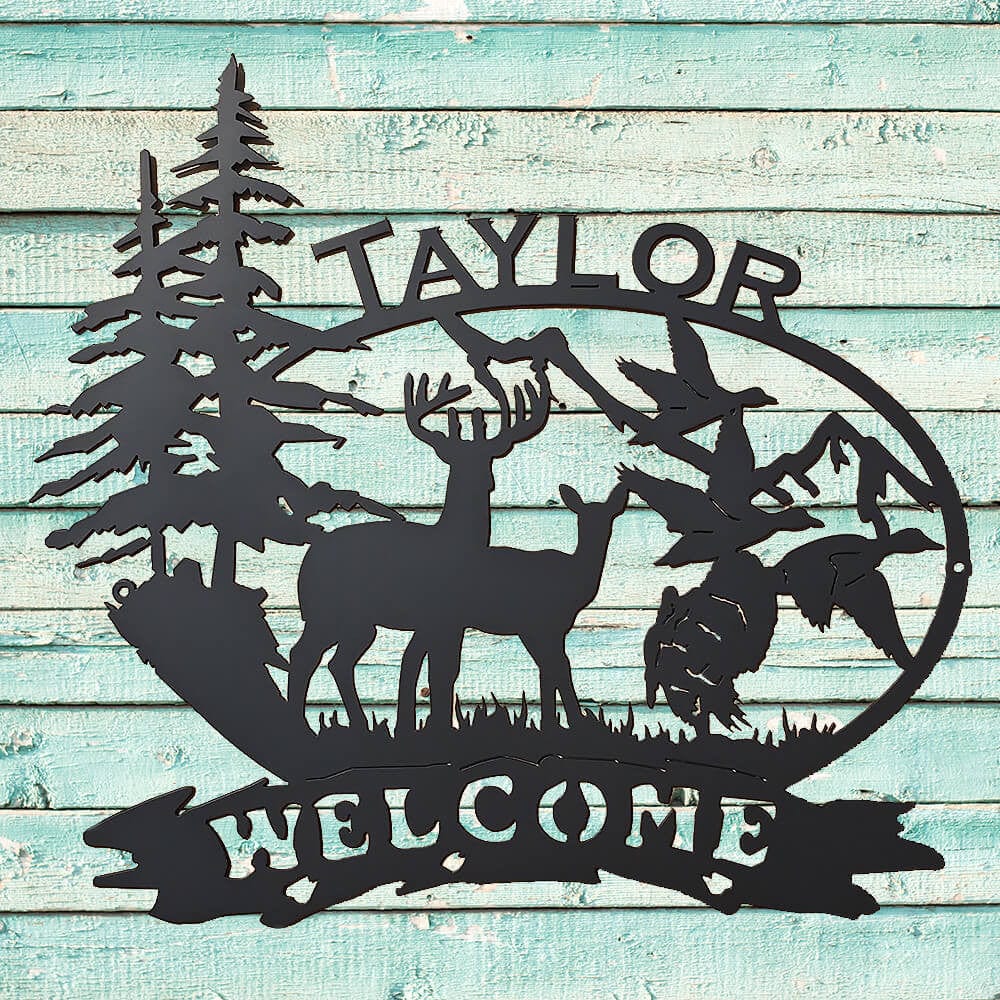 Rusty Rooster Fabrication & Design metal Sign Personalized Wildlife Metal Sign – Deer, Ducks & Turkey (B26)