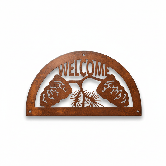 Rusty Rooster Fabrication & Design metal Sign PINECONE WELCOME SIGN ( Pkg of 4 ) ( A18 )