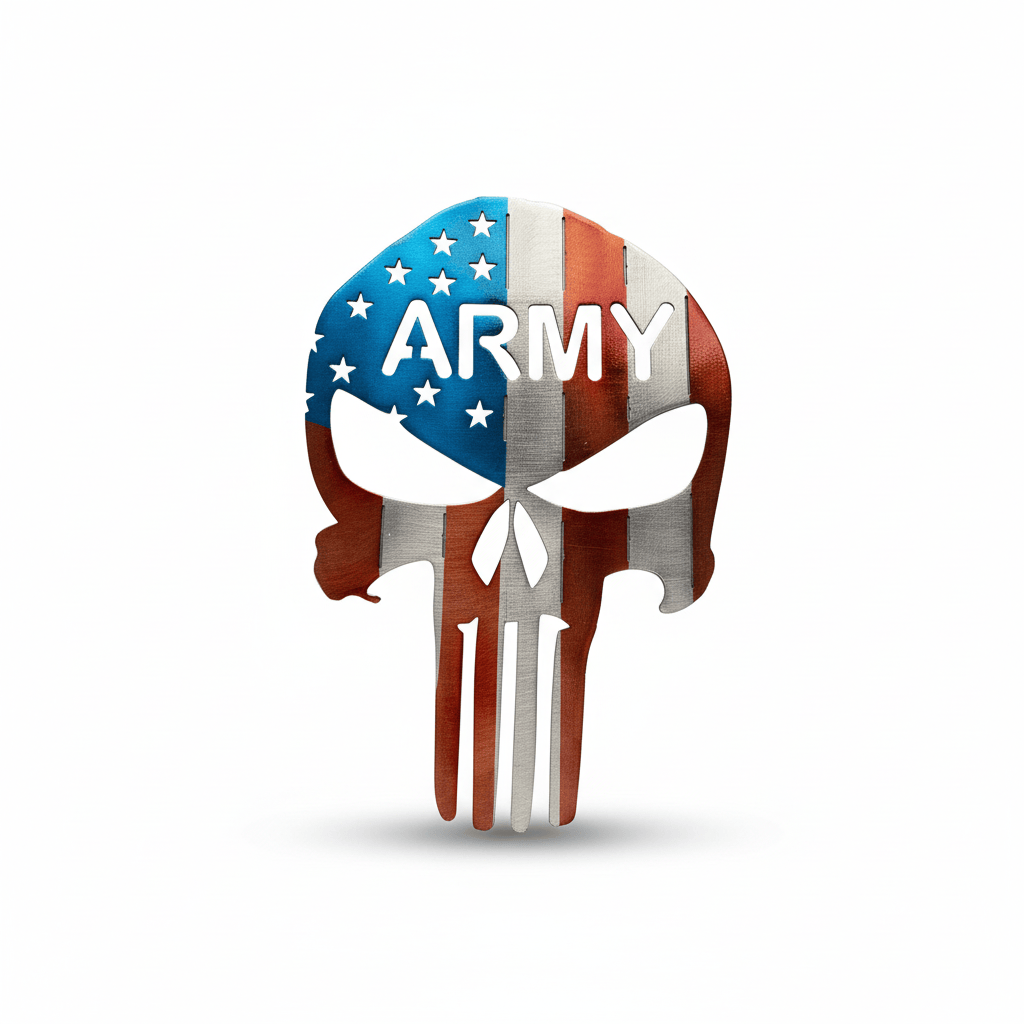 Rusty Rooster Fabrication & Design metal Sign Punisher Skull Army ( Pkg of 4 ) ( A46 )
