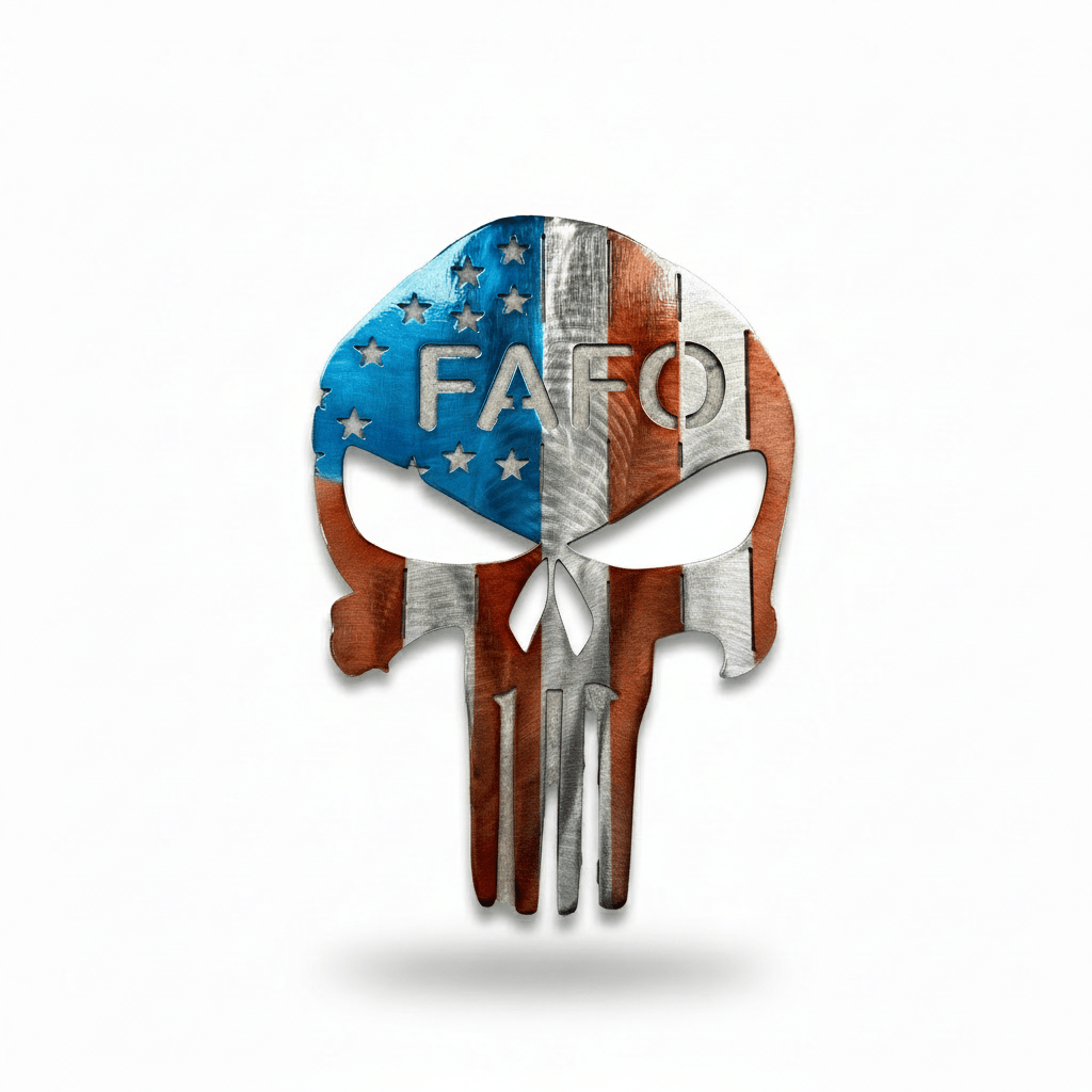 Rusty Rooster Fabrication & Design metal Sign Punisher Skull FAFO ( Pkg of 4 ) ( A45 )
