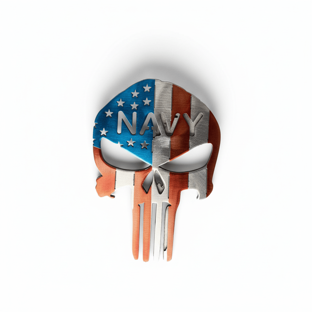 Rusty Rooster Fabrication & Design metal Sign Punisher Skull Navy (Pkg of 4 ) ( A44 )