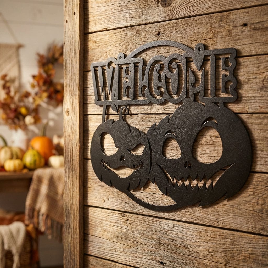 Rusty Rooster Fabrication & Design metal Sign Rustic Welcome Pumpkin Sign - Charming Fall Decor (C65)