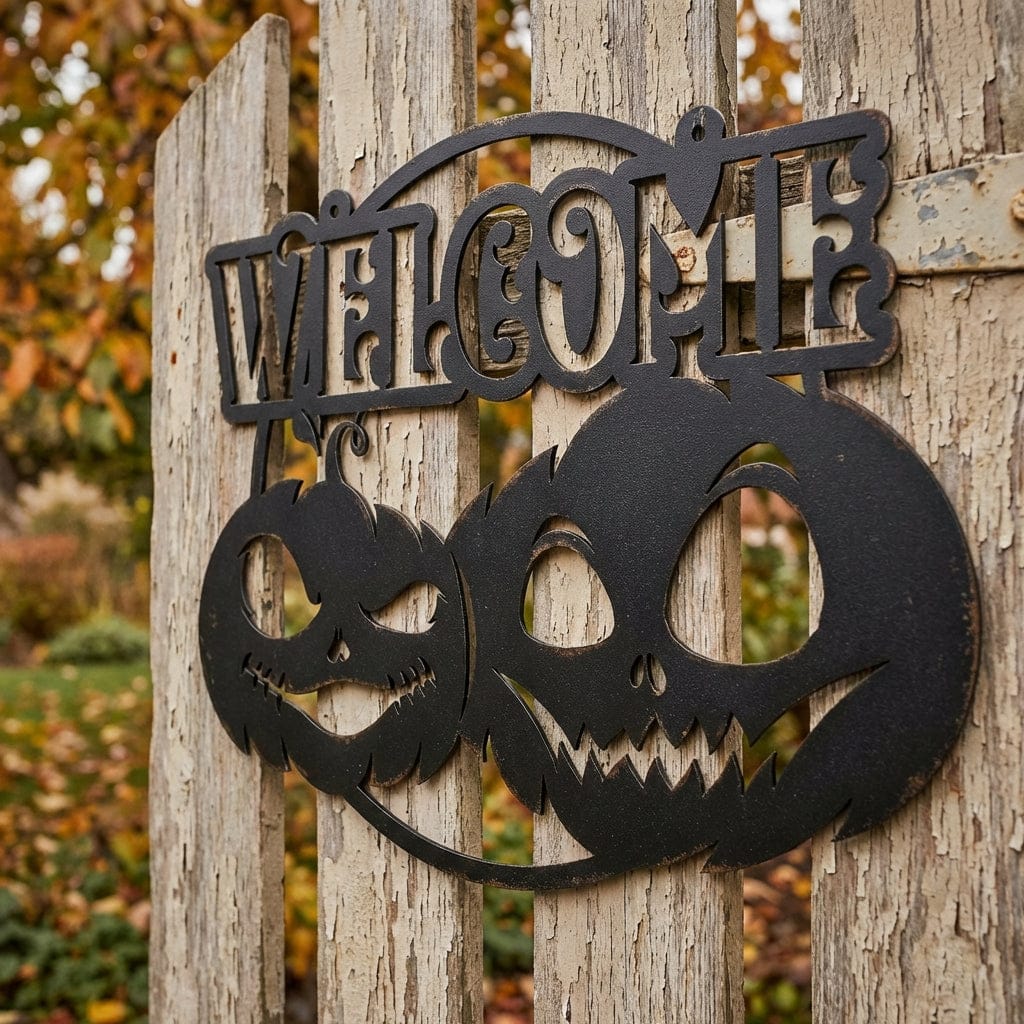 Rusty Rooster Fabrication & Design metal Sign Rustic Welcome Pumpkin Sign - Charming Fall Decor (C65)