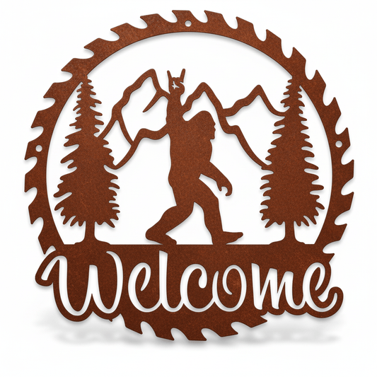 Rusty Rooster Fabrication & Design metal Sign Sawblade Bigfoot Peace (Pkg of 4) ( A48 )