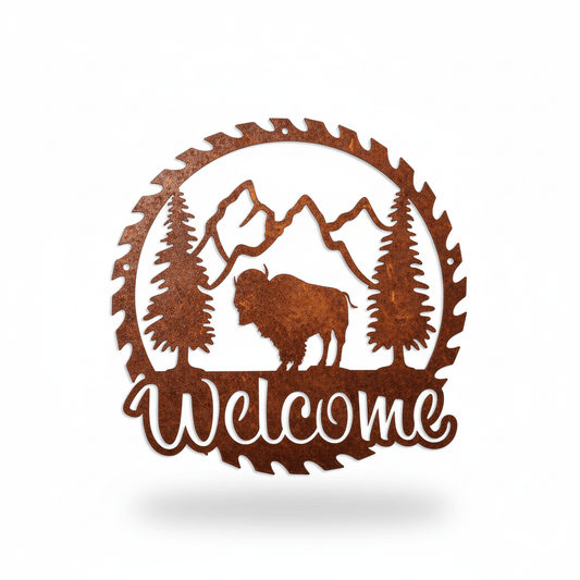 Rusty Rooster Fabrication & Design metal Sign Sawblade Buffalo ( Pkg of 4 ) ( A50)