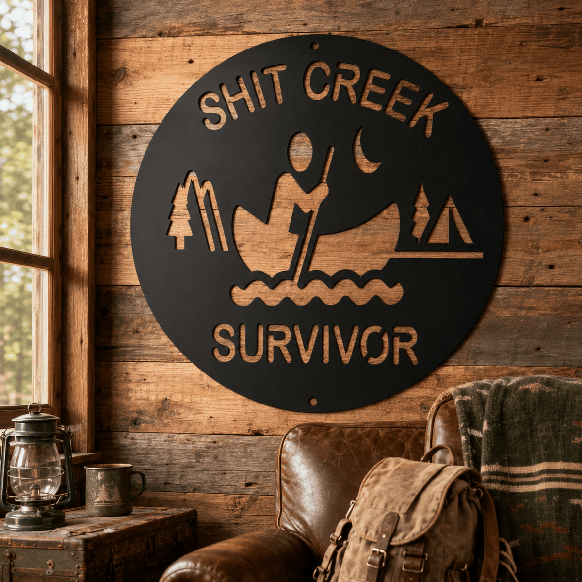 Rusty Rooster Fabrication & Design metal Sign Shit Creek Survivor Funny Metal Sign (A98)