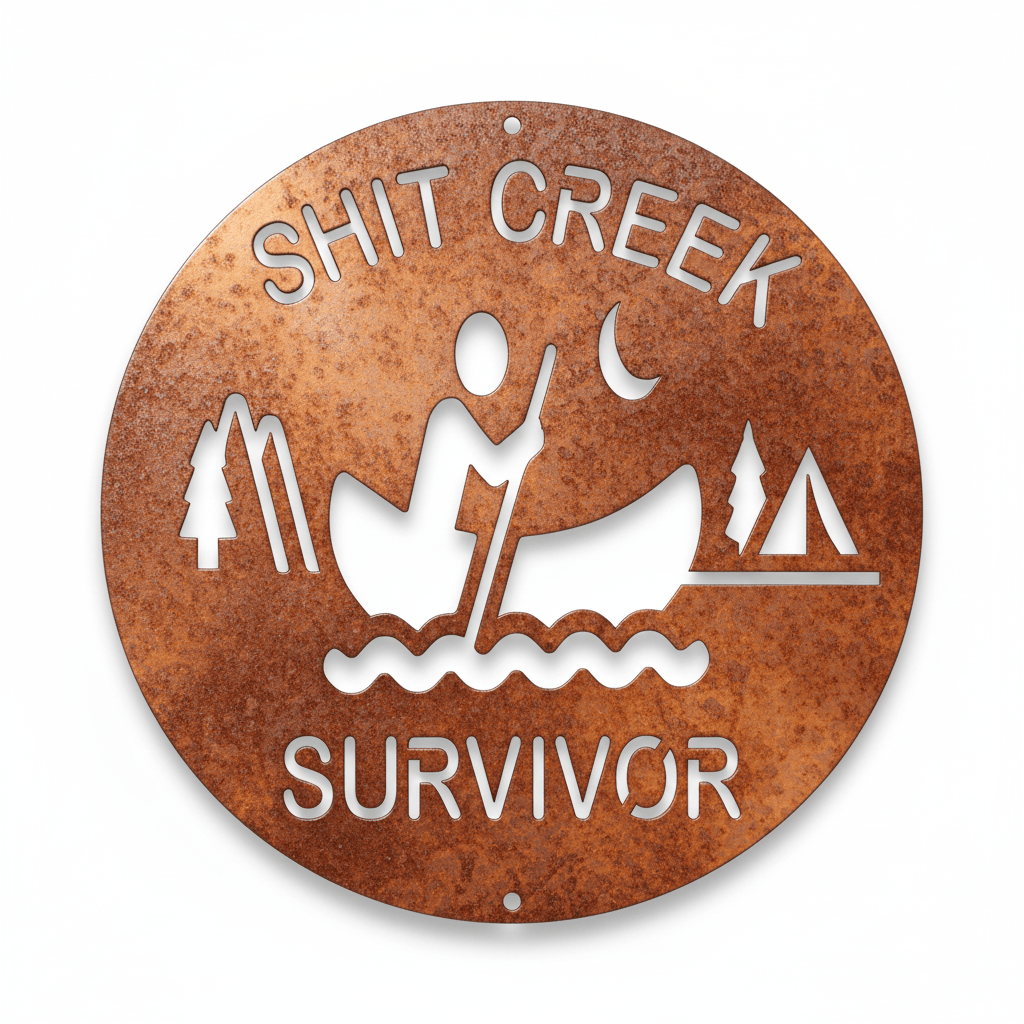 Rusty Rooster Fabrication & Design metal Sign Shit Creek Survivor ( Pkg of 4 ) ( A2 )