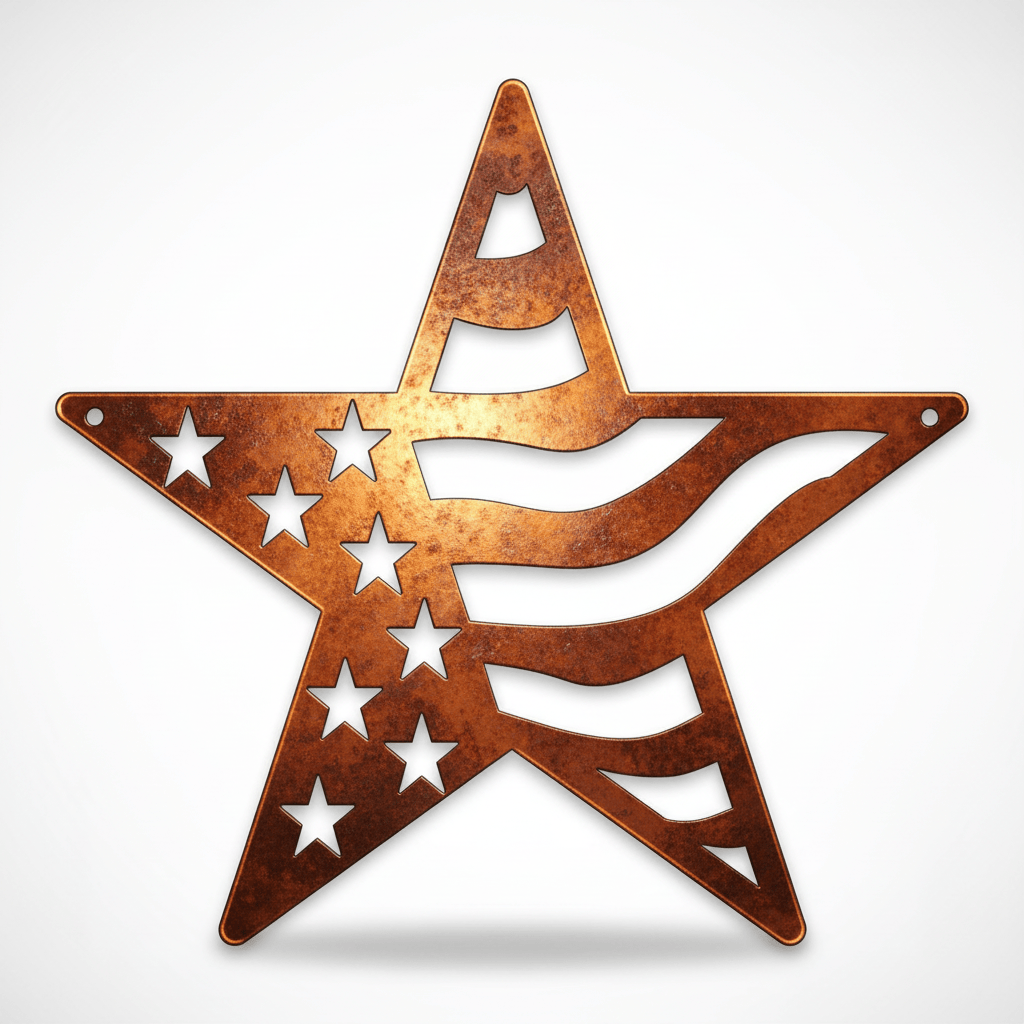 Rusty Rooster Fabrication & Design metal Sign Star Flag (Pkg of 4) (A61)