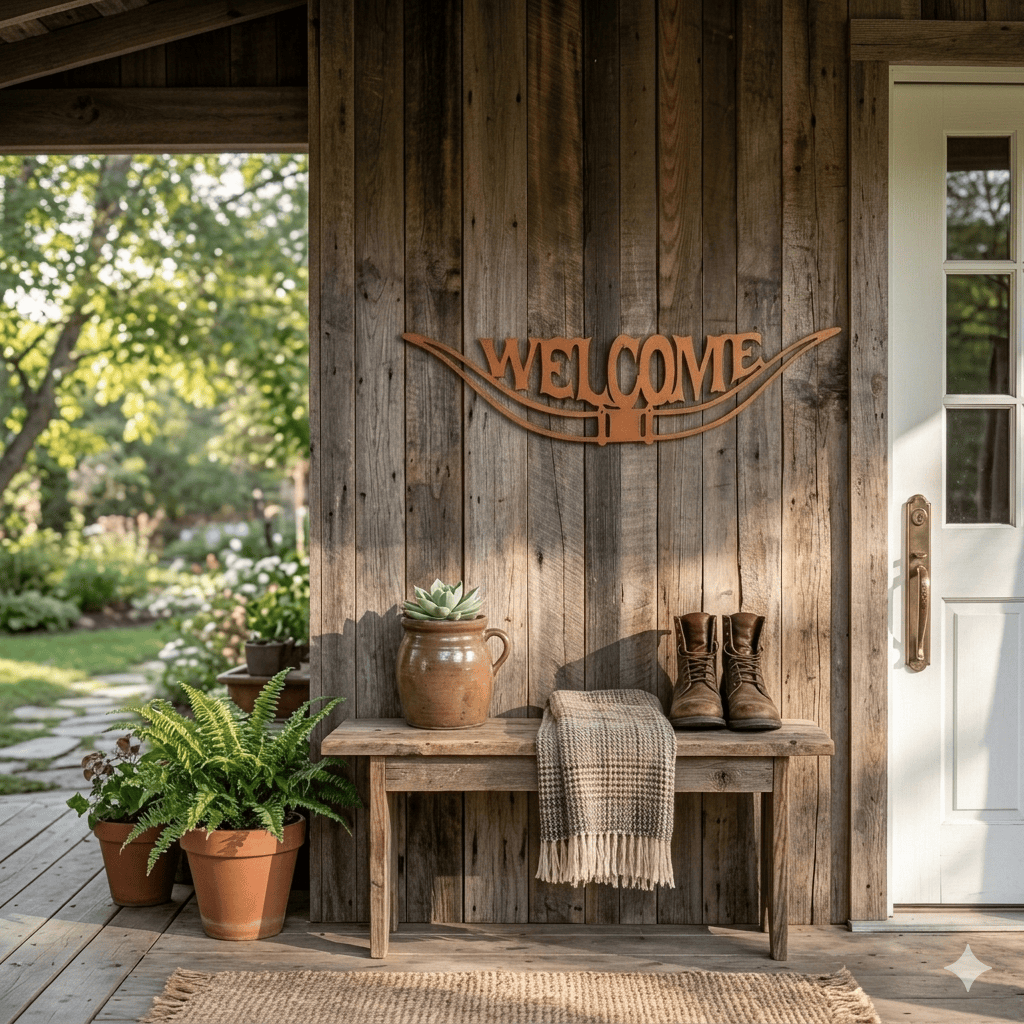 metal Sign Texas Longhorn Welcome Sign