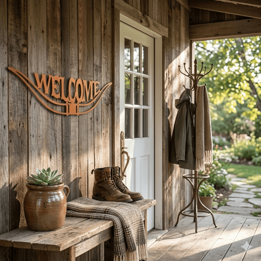 metal Sign Texas Longhorn Welcome Sign