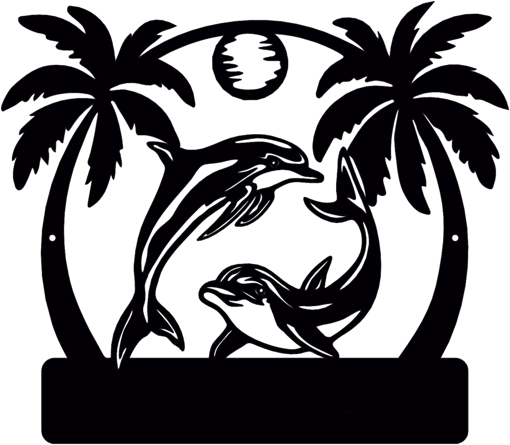 Personalized Dolphin & Palm Tree Metal Sign (B92) personalization preview