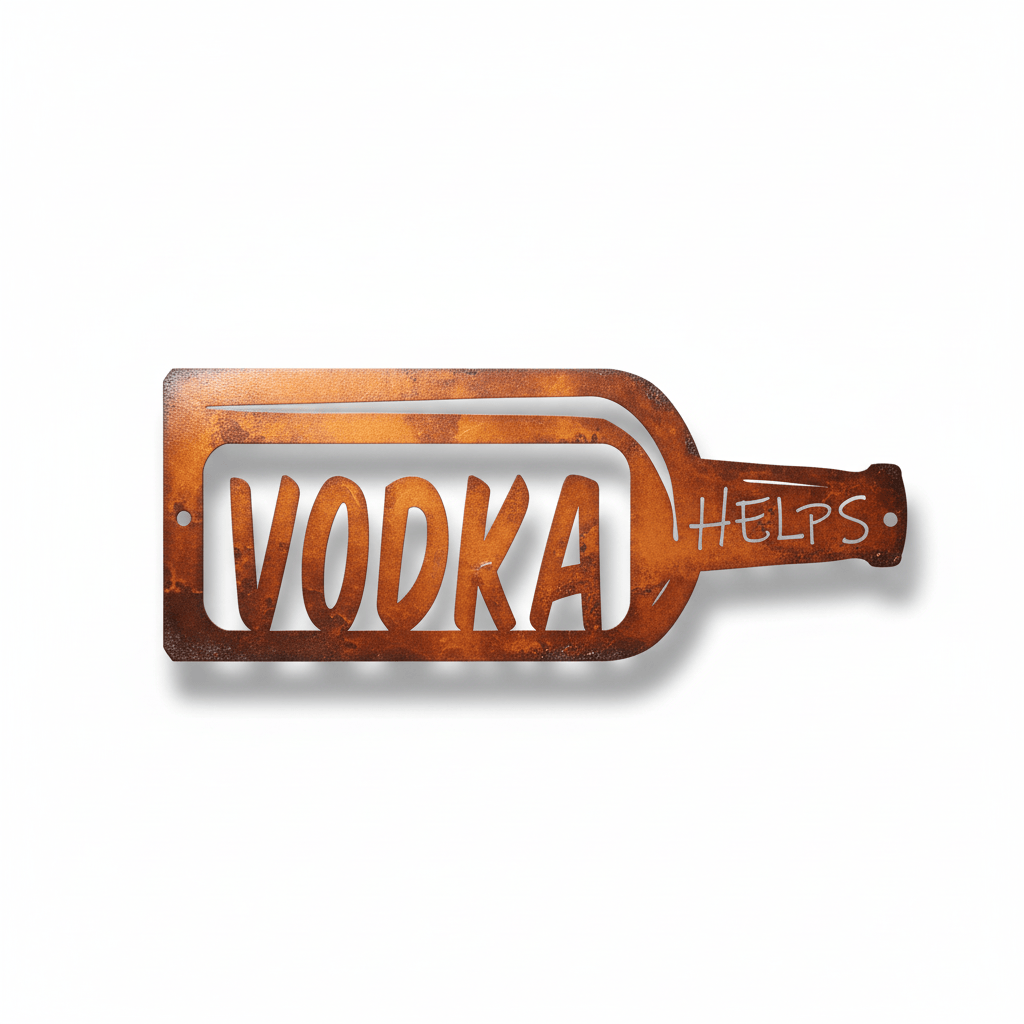 Rusty Rooster Fabrication & Design metal Sign Vodka Helps ( Pkg of 4 ) ( A38 )