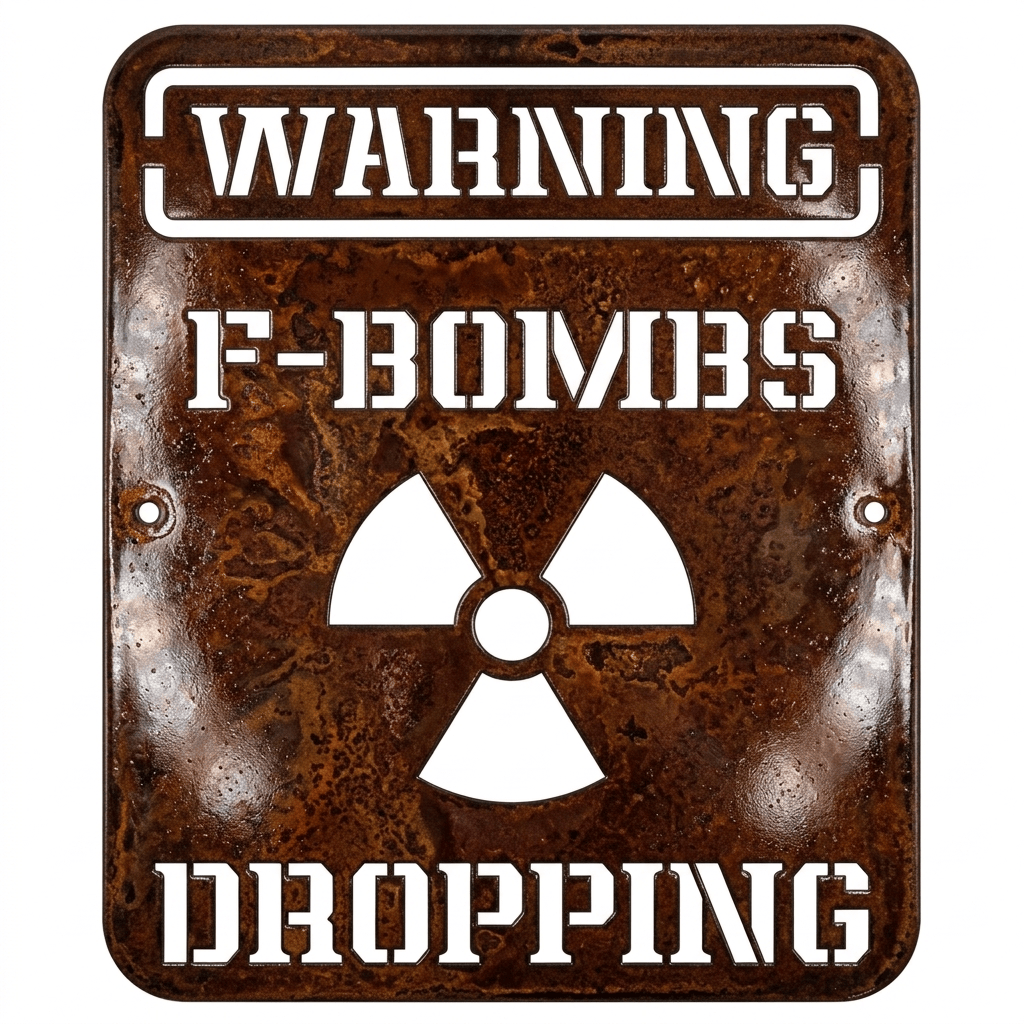 Rusty Rooster Fabrication & Design metal Sign Warning F Bombs Dropping (Pkg of 4) (A60)