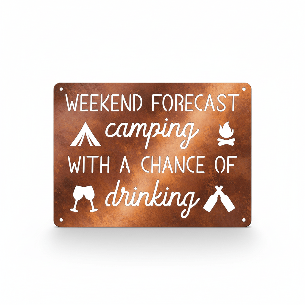 Rusty Rooster Fabrication & Design metal Sign Weekend Forecast ( Pkg of 4 ) ( A54 )