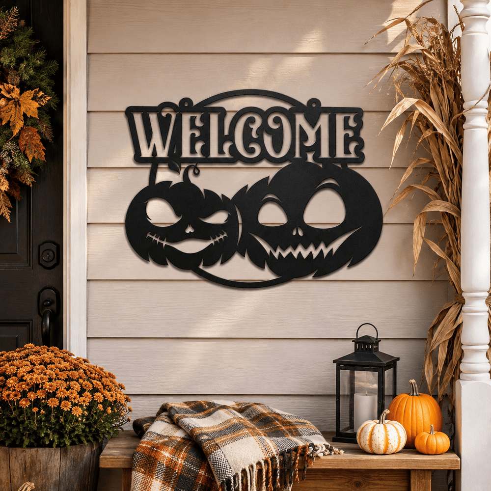 Rusty Rooster Fabrication & Design metal Sign Welcome Pumpkin Metal Sign – Fall Porch Decor (C65)