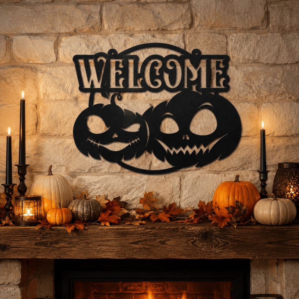 Rusty Rooster Fabrication & Design metal Sign Welcome Pumpkin Metal Sign – Fall Porch Decor (C65)