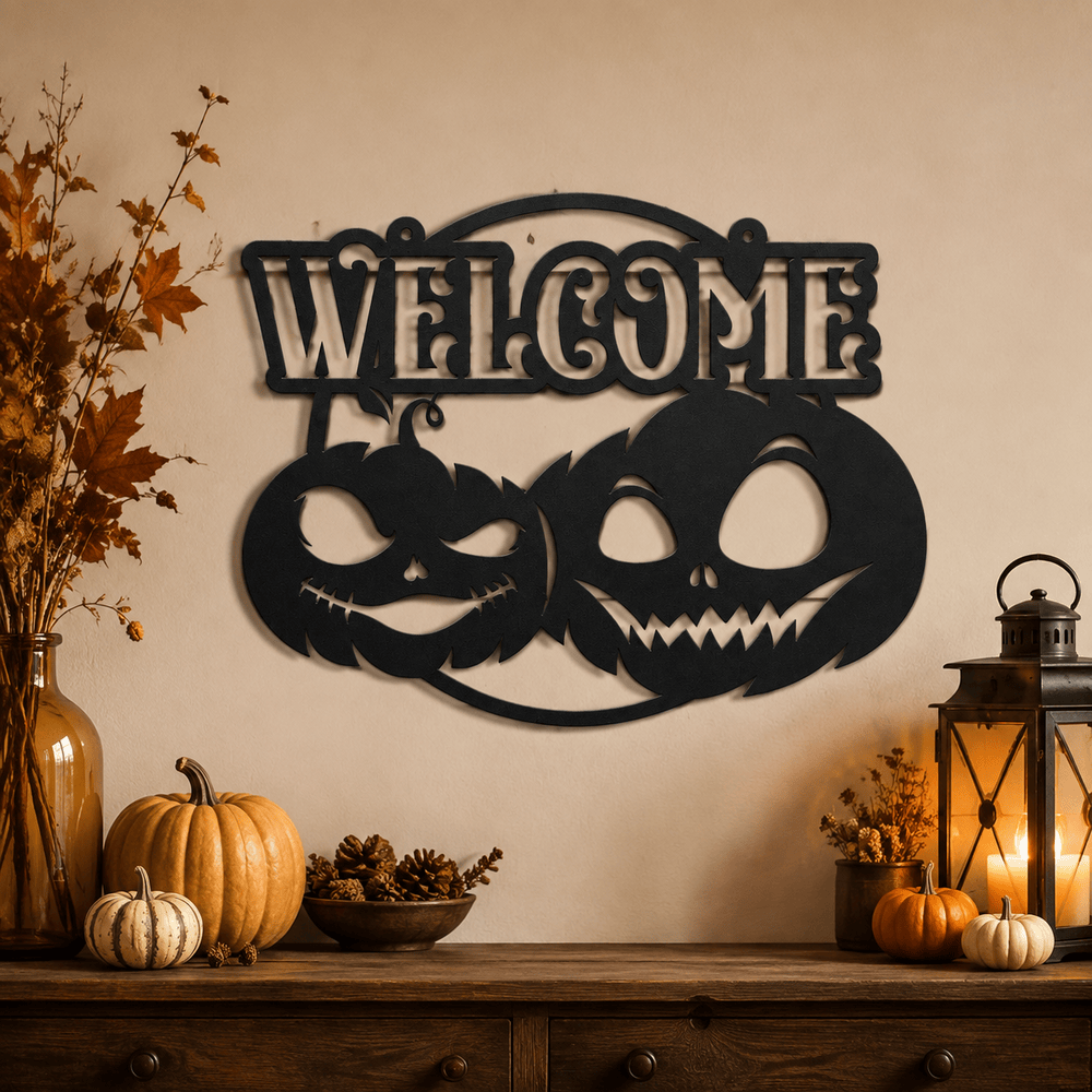 Rusty Rooster Fabrication & Design metal Sign Welcome Pumpkin Metal Sign – Fall Porch Decor (C65)