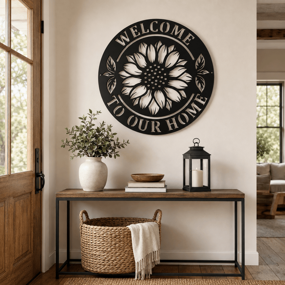 Rusty Rooster Fabrication & Design metal Sign Welcome to Our Home Metal Wall Sign (C63)