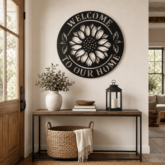 Rusty Rooster Fabrication & Design metal Sign Welcome to Our Home Metal Wall Sign (C63)
