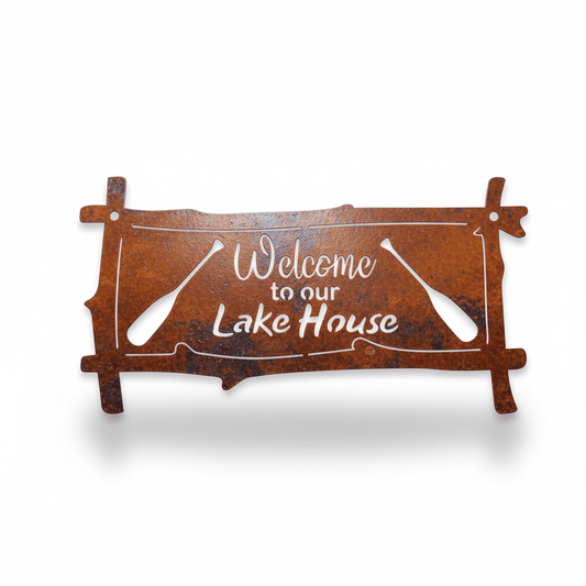 Rusty Rooster Fabrication & Design metal Sign Welcome to our Lake House (Pkg of 4) ( A28 )
