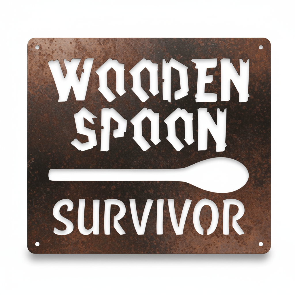 Rusty Rooster Fabrication & Design metal Sign Wooden Spoon Survivor ( Pkg of 4 ) ( A34 )