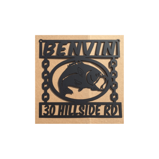 Rusty Rooster Fabrication & Design Metal Wall Art Bass with Personalized Text Fields (L24)