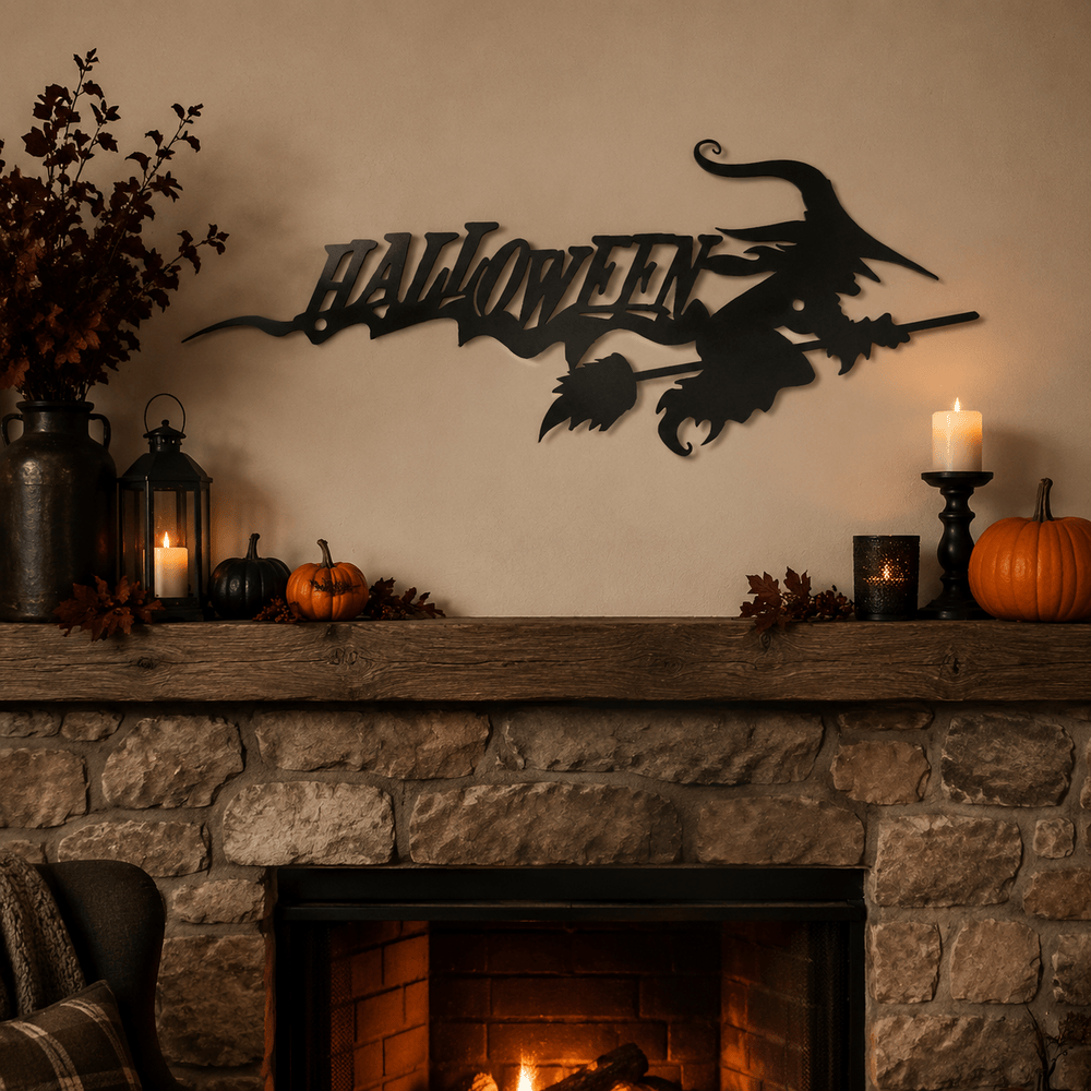 Rusty Rooster Fabrication & Design Metal Wall Decor Halloween Witch on a Broom Metal Wall Sign (D75)