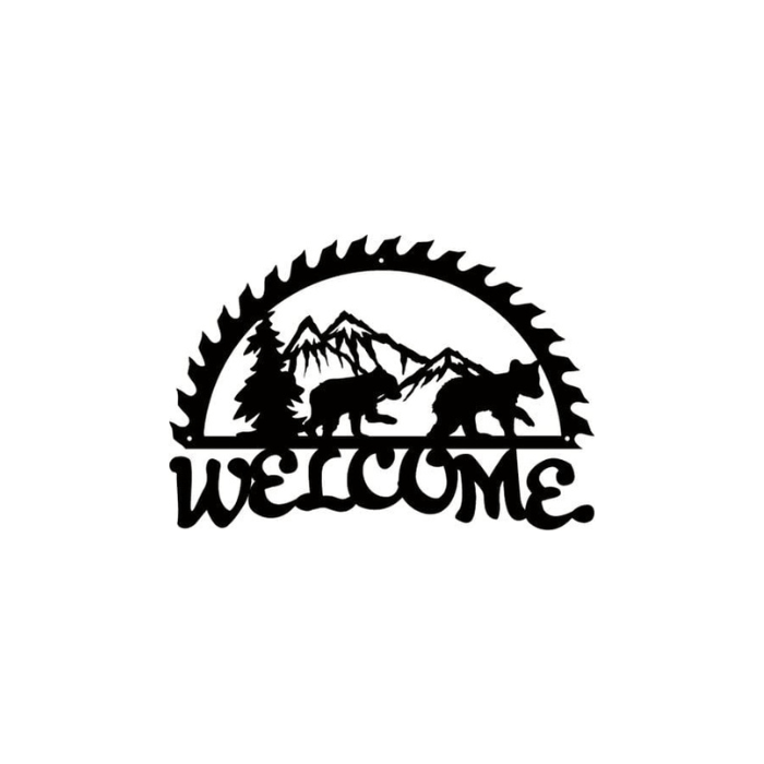 Rusty Rooster Fabrication & Design Metal Welcome Sign Bear Cubs (B64)