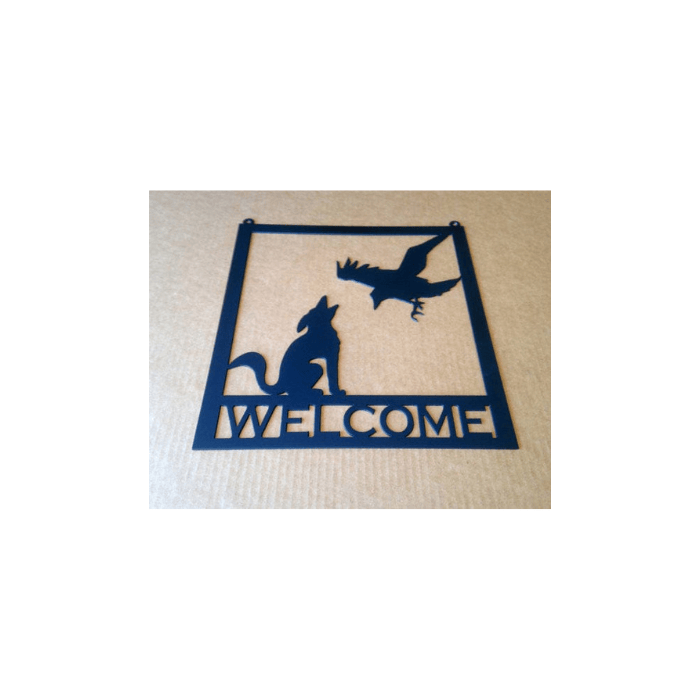 Rusty Rooster Fabrication & Design Metal Welcome Sign Coyote / Raven Metal Wall Art (U3)