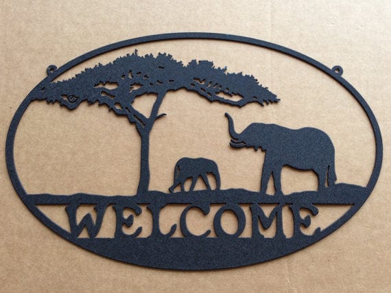 Rusty Rooster Fabrication & Design Metal Welcome Sign Elephant (M5)