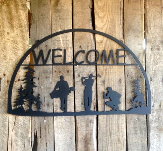 Rusty Rooster Fabrication & Design Metal Welcome Sign Golfers (O7)