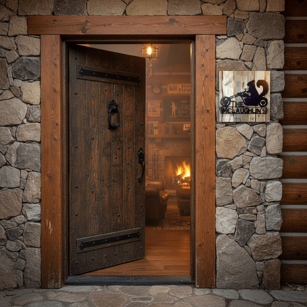 Rusty Rooster Fabrication & Design Motorcycle Squirrel Metal Wall Art with Custom Text (H9)