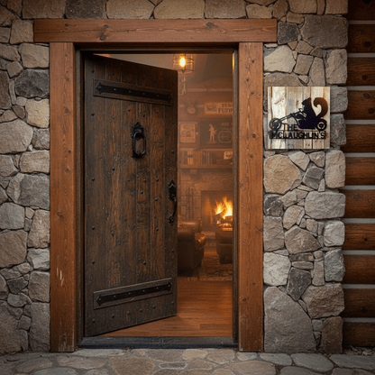 Rusty Rooster Fabrication & Design Motorcycle Squirrel Metal Wall Art with Custom Text (H9)