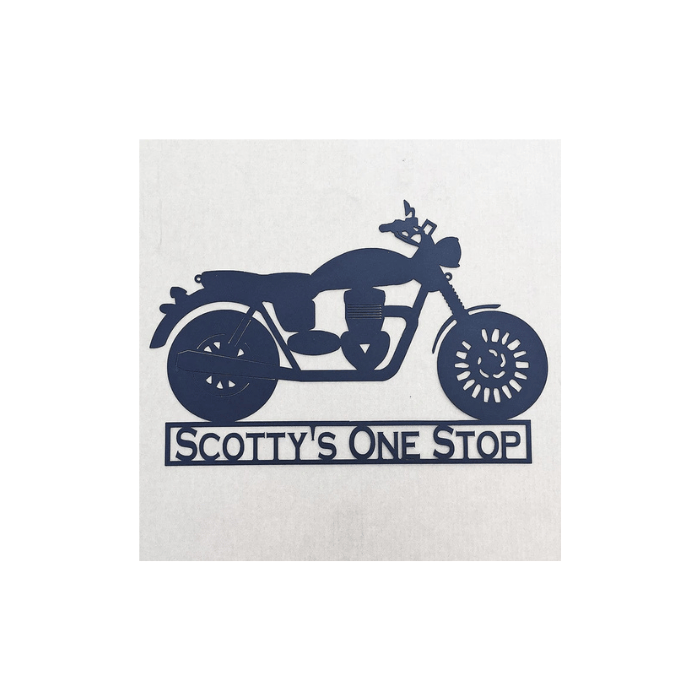 Rusty Rooster Fabrication & Design motorcycle with custom text (N17)