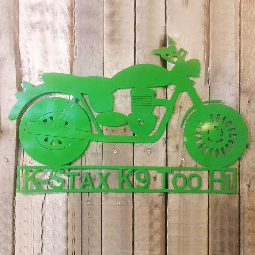 motorcycle with custom text (N17) - Rusty Rooster Metal